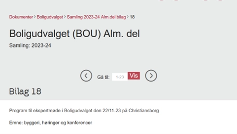 Ekspertmøde om bæredygtigt byggeri i Folketingets Boligudvalg